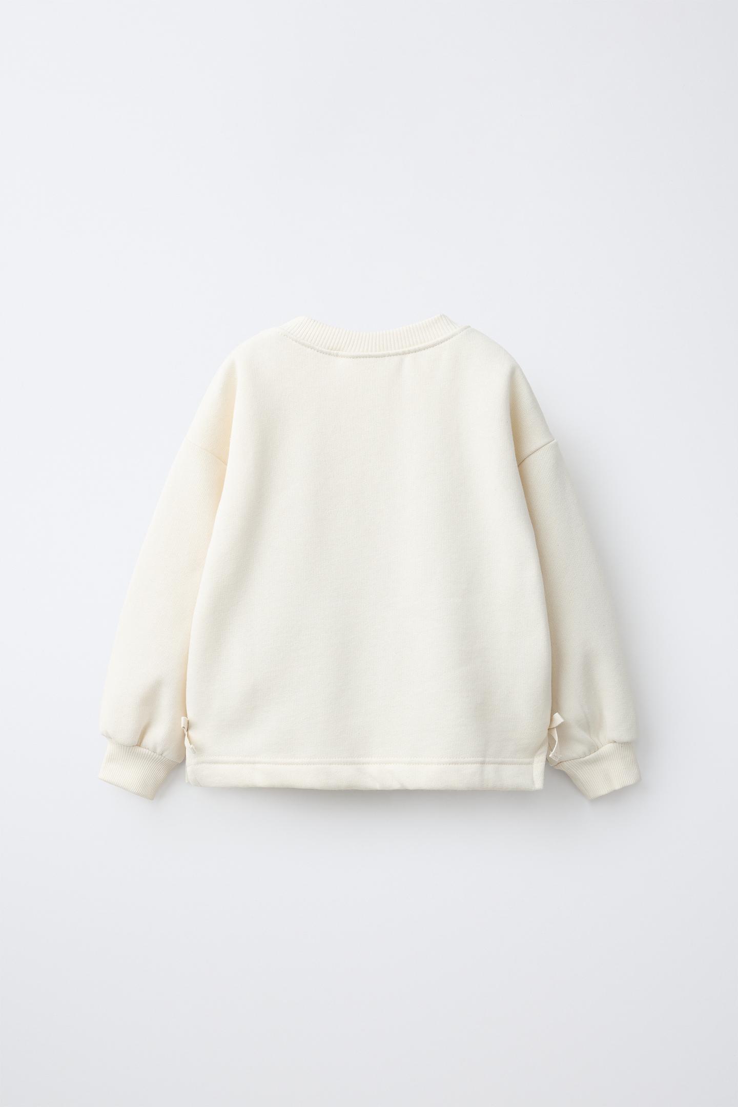 Детская толстовка Zara Knit Flower, цвет: Экрю — фото 2