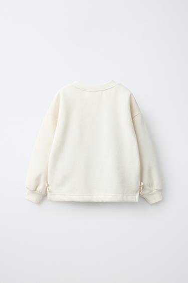 KNIT FLOWER SWEATSHIRT — Ecru 2