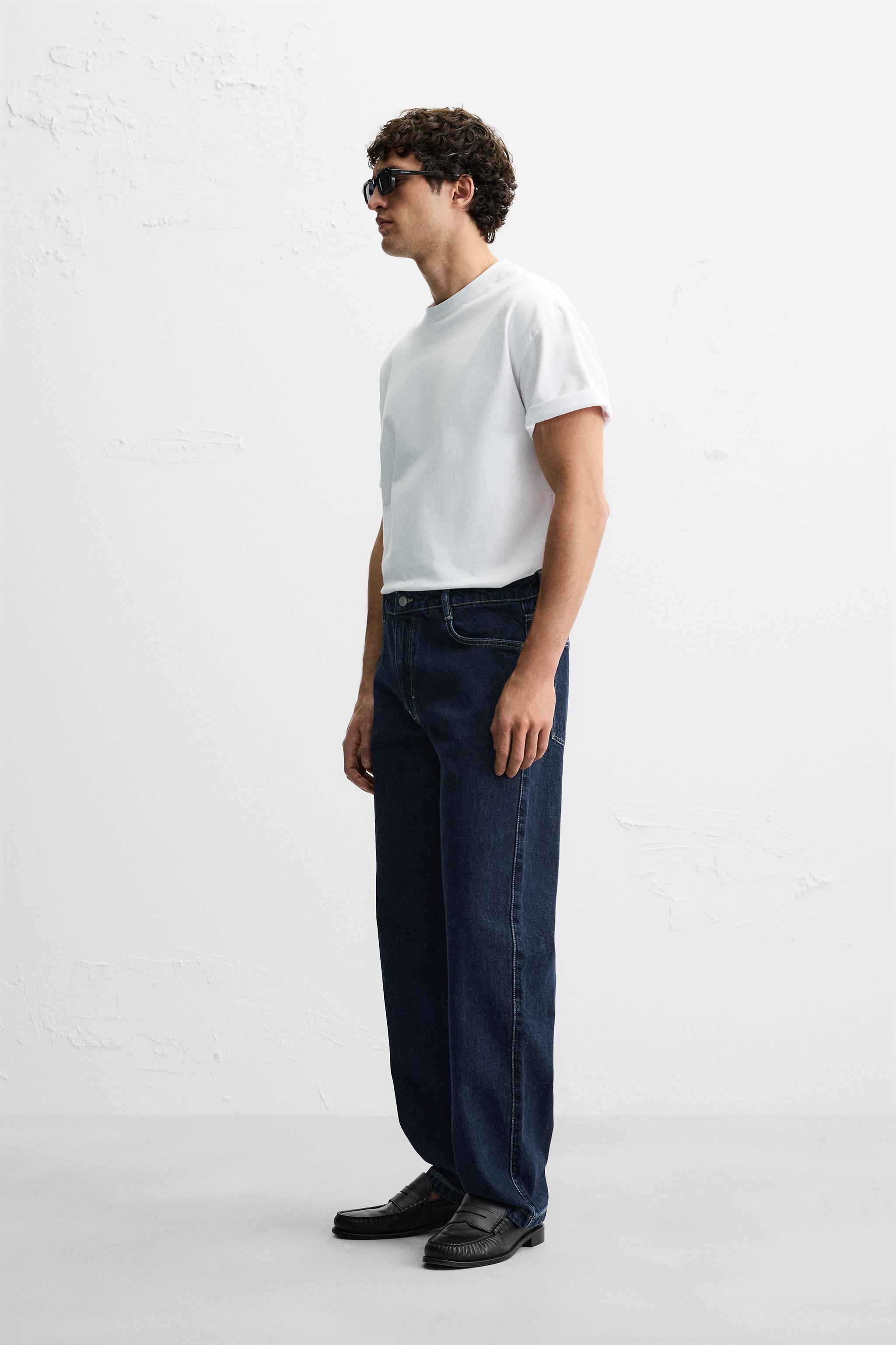 STRAIGHT FIT トップステッチ デニムパンツ - インディゴブルー