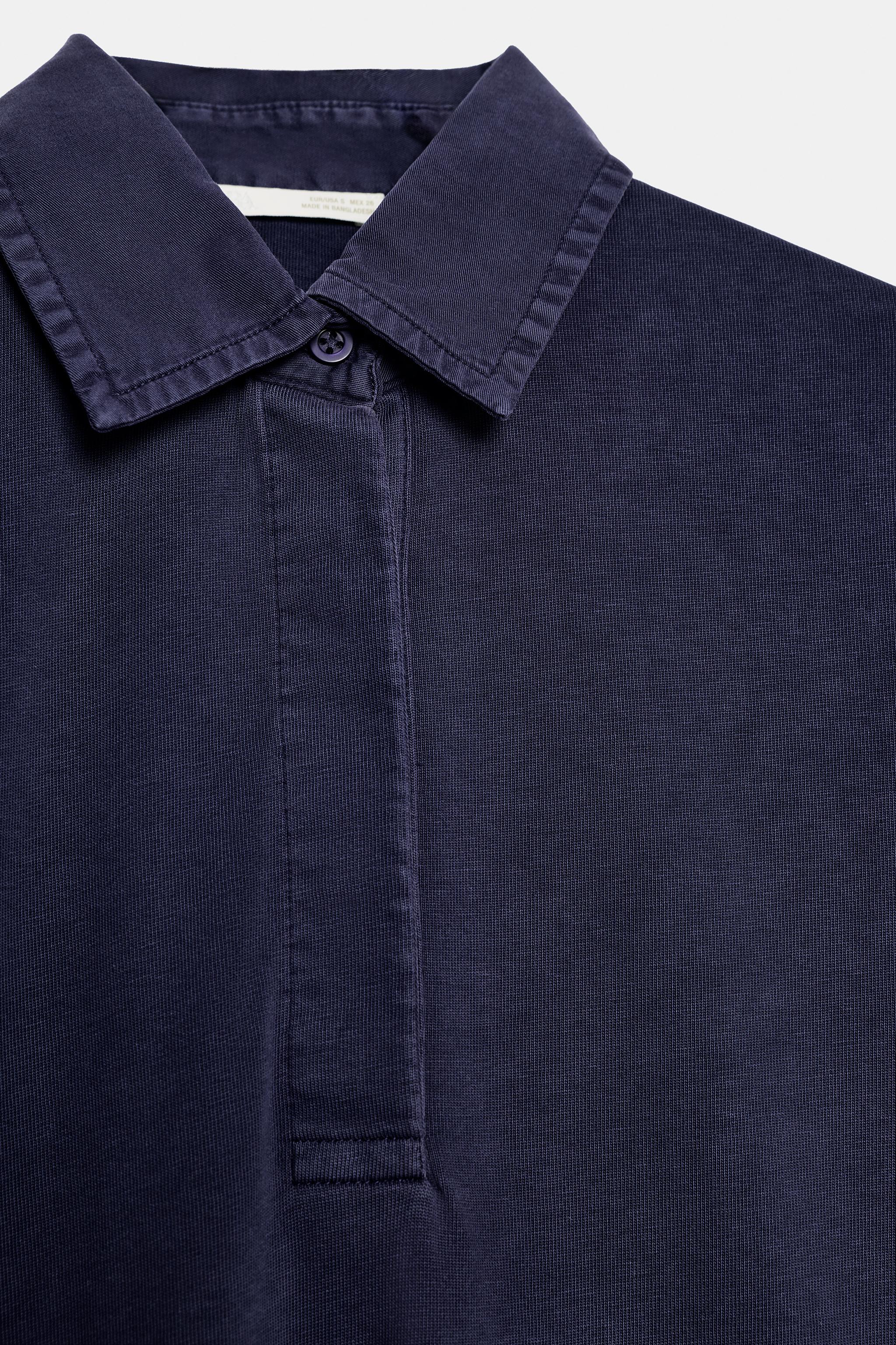 Женские рубашки Zara OVERSIZED COTTON POLO SHIRT — фото 7