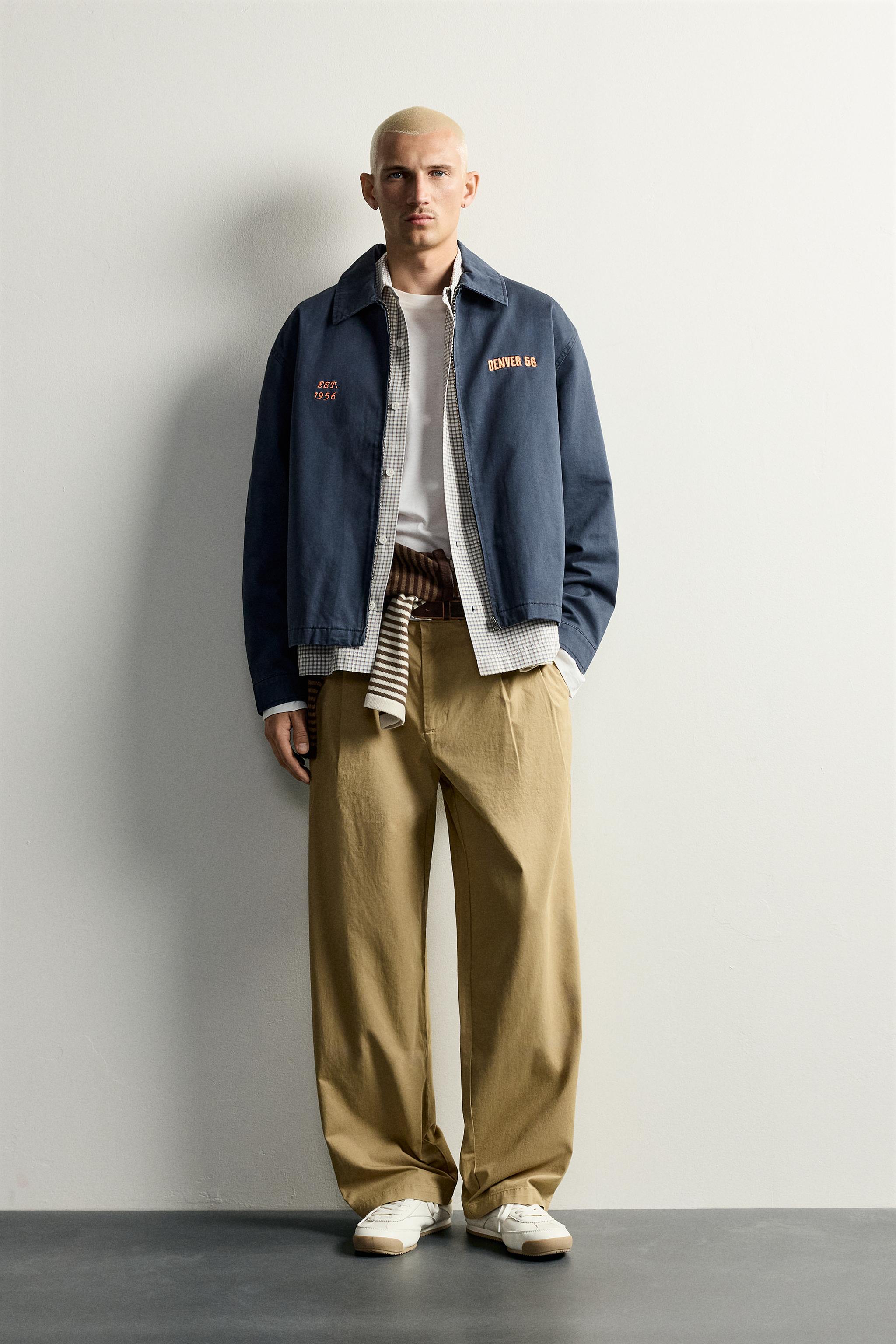 RELAXED FIT EMBROIDERED PATCH JACKET - Blue / Grey | ZARA Thailand