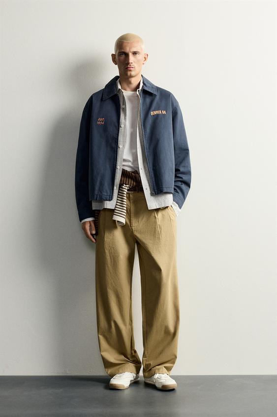 RELAXED FIT EMBROIDERED PATCH JACKET - Blue / Grey by Zara - Image 0