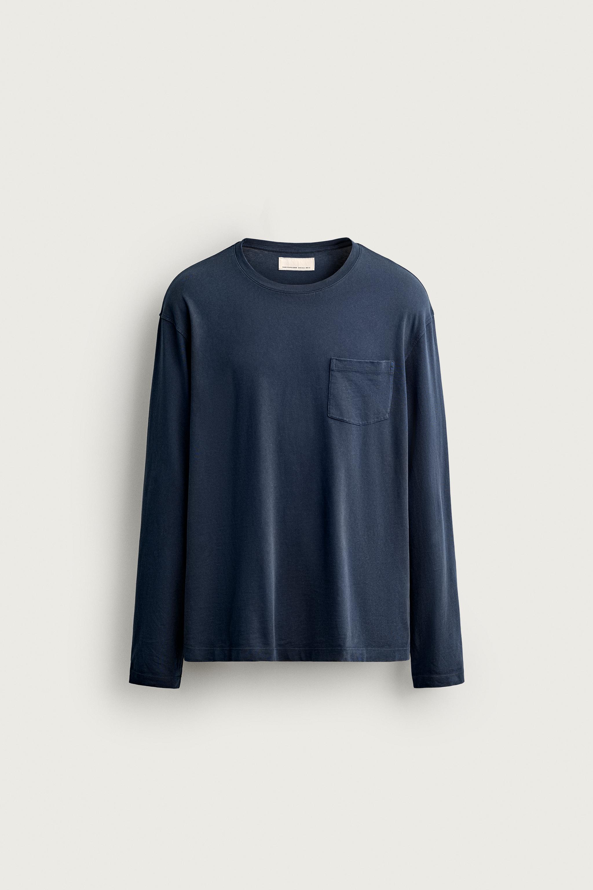 LONG SLEEVE REGULAR FIT T-SHIRT — Navy blue