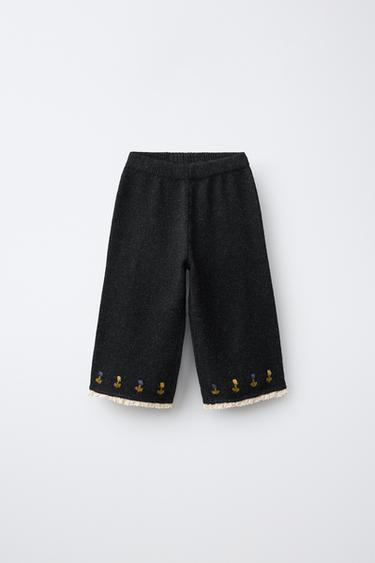 PANTALON JUPE-CULOTTE EN MAILLE AVEC LAINE - Gris anthracite de Zara