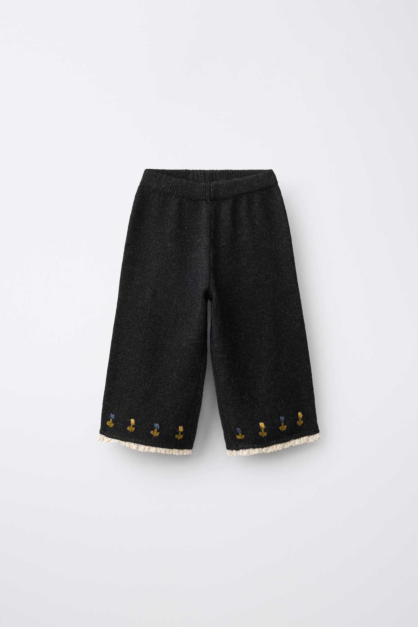 Детские брюки Zara Wool-Blend Knit Culotte, цвет: Антрацитовый серый — фото 2