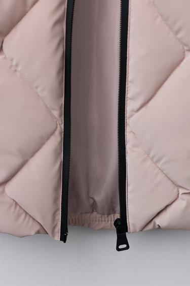 MANTEAU LONG REMBOURRÉ EFFET GOMME - Rose pâle de Zara - Image 7