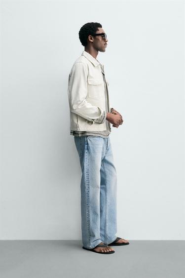 DENIM OVERSHIRT WITH ZIP - White by Zara - Image 3