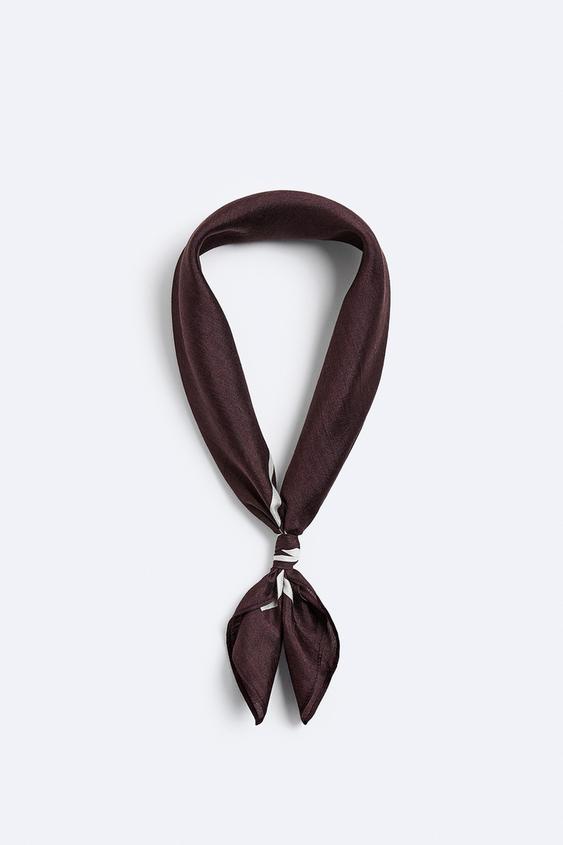 100 SILK BANDANA Chocolate ZARA United States