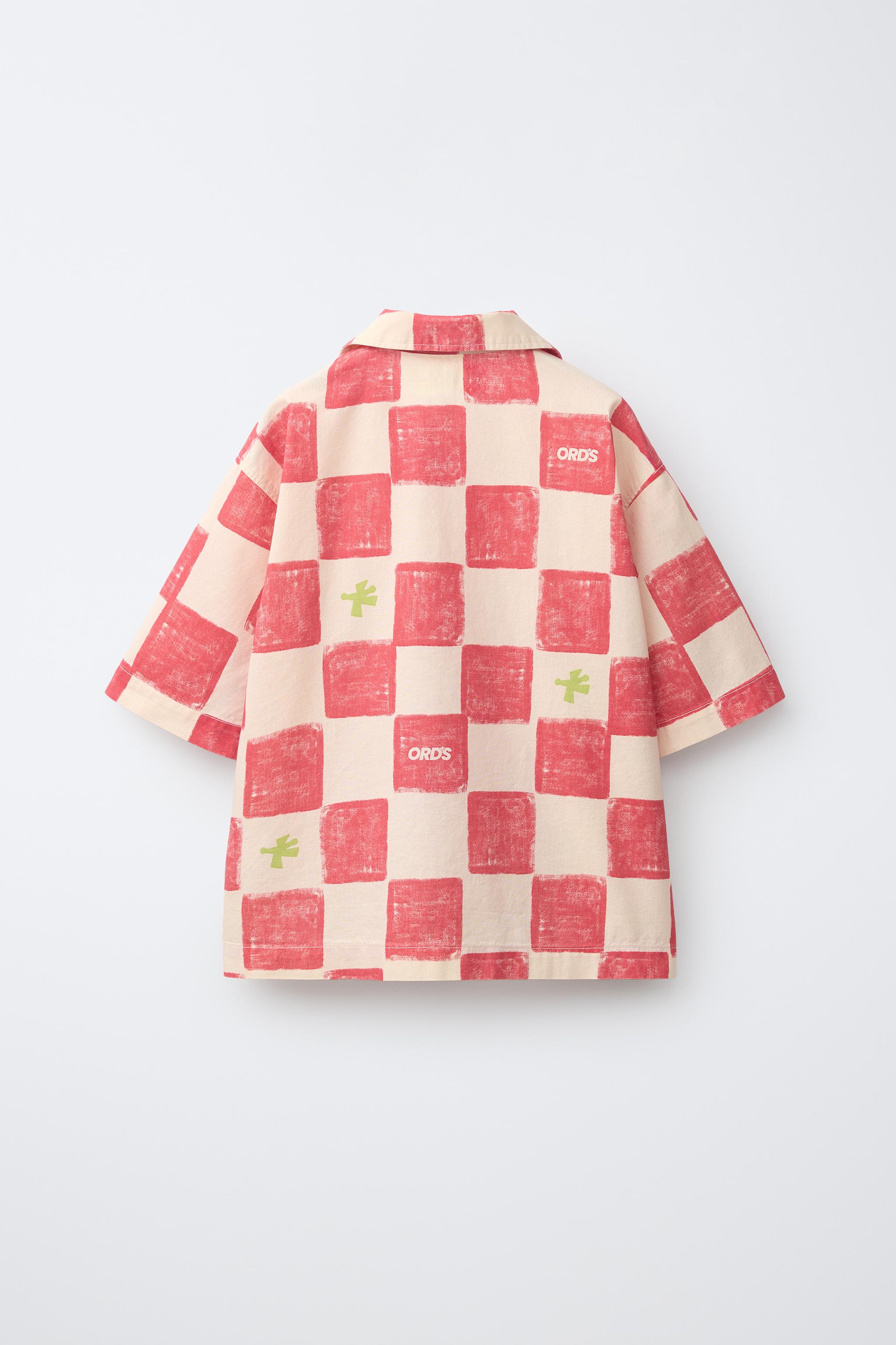 CHECK SHIRT WITH LOGO — Red