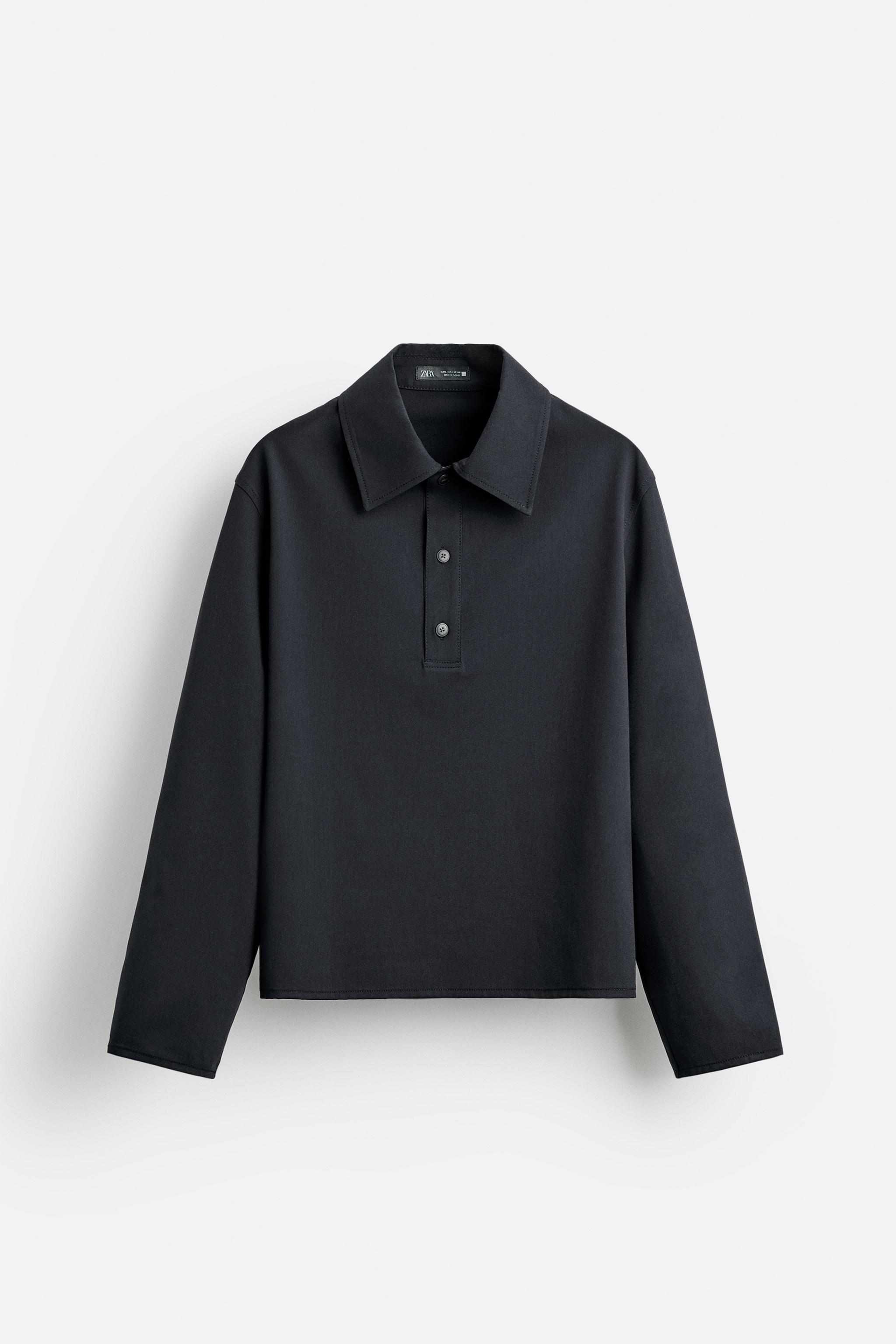 ウール混紡ポロシャツ - ネイビーブルー | ZARA Japan / 日本