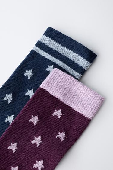 LOT DE DEUX CHAUSSETTES HAUTES À ÉTOILES - Bleu de Zara - Image 2