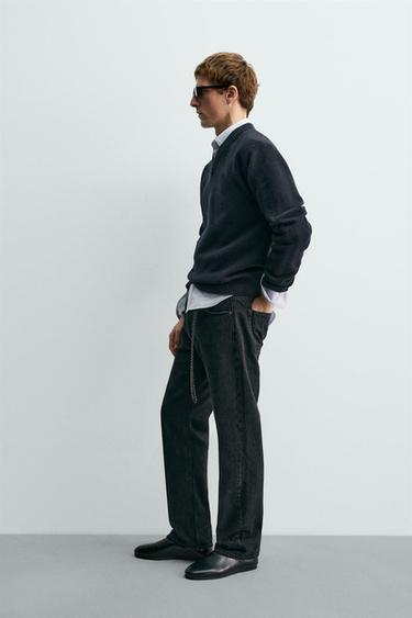 WOOL V-NECK JUMPER AARON LEVINE X ZARA - Navy blue by Zara - Image 3