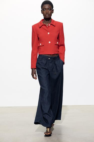 PANTALÓN ANCHO PINZAS - Índigo de Zara