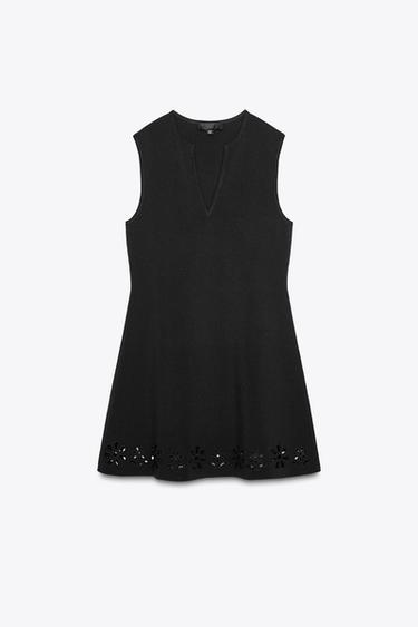 ROBE EN MAILLE BRODERIES AJOURÉES - Noir de Zara - Image 6