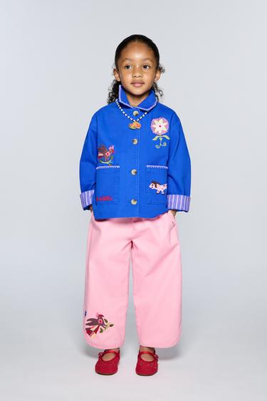 SISSEL EDELBO X ZARA KIDS EMBROIDERED BAGGY TROUSERS - Pink by Zara - Image 6