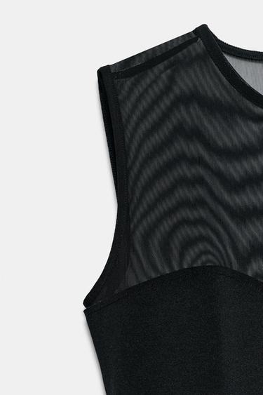 BODY BIMATIÈRE AVEC TULLE - Noir de Zara - Image 7