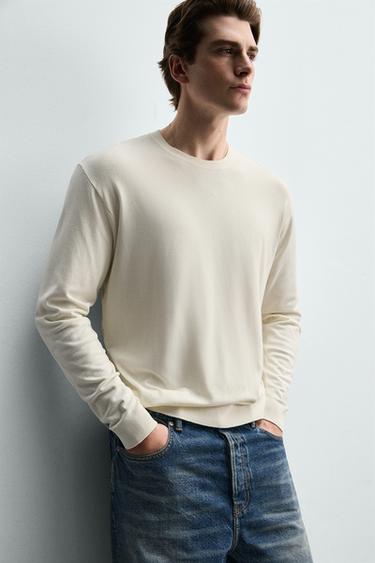PULL EN MAILLE MÉLANGÉE VISCOSE - Blanc cassé de Zara - Image 5