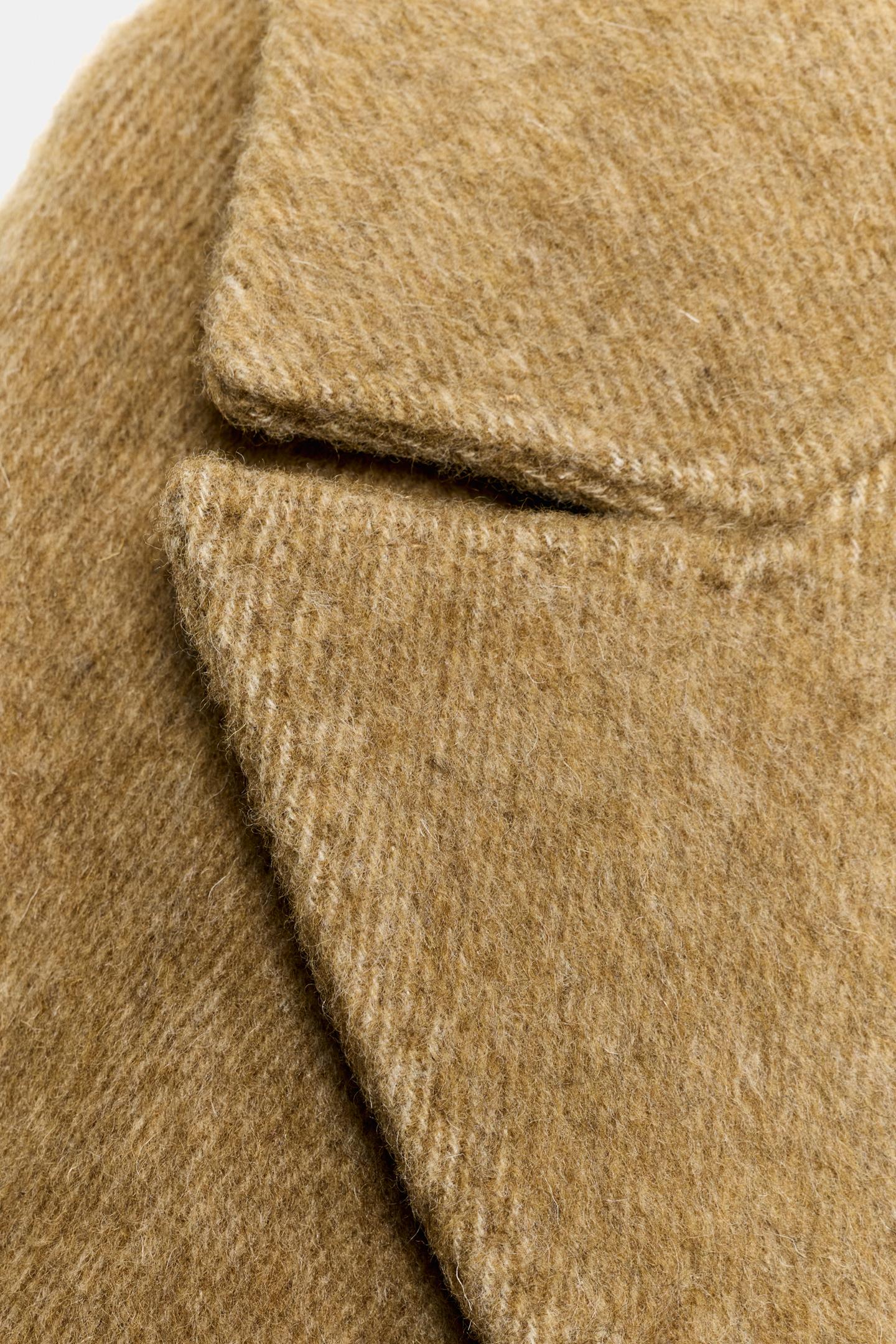 Женское пальто Zara ZW Collection Long Wool Blend, цвет: Горчичный — фото 10