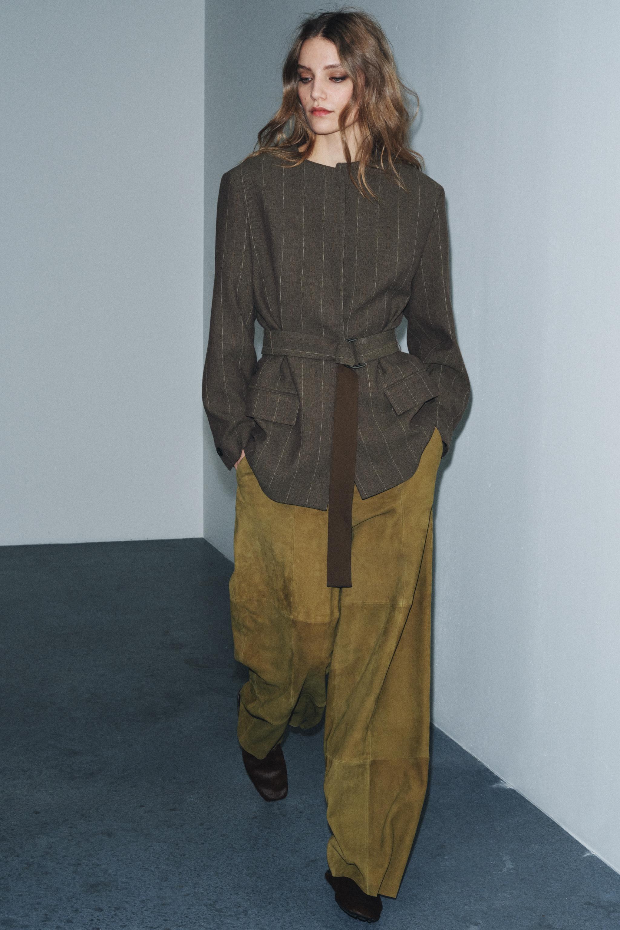 STRIPED BELTED BLAZER ZW COLLECTION