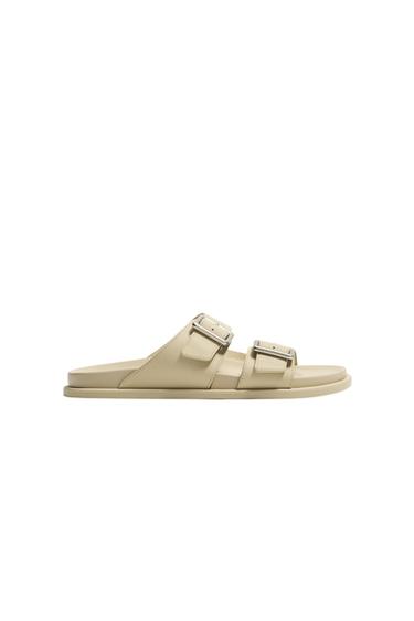 КОЖАНЫЕ САНДАЛИИ С РЕМЕШКАМИ — ЭКРЮ от Zara