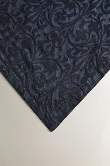 LOT DE SERVIETTES JACQUARD FLEURI (LOT DE 2) - Bleu de Zara - Image 2