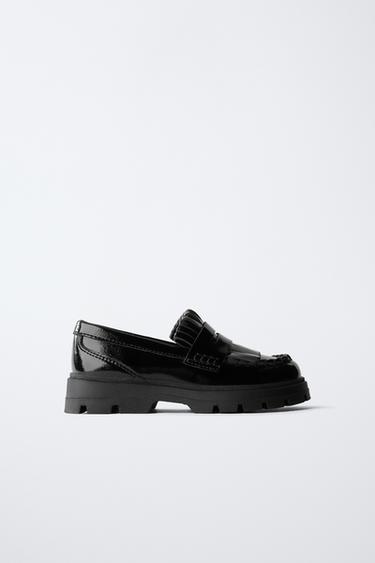 Zara LOAFER WITH FRINGE DETAIL - Black