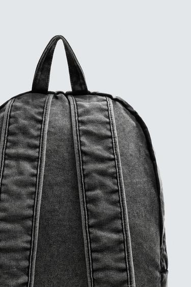 WASHED-EFFECT DENIM BACKPACK - Black by Zara - Image 4