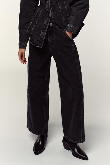 Z1975 HIGH-WAIST CULOTTES JEANS - Black by Zara