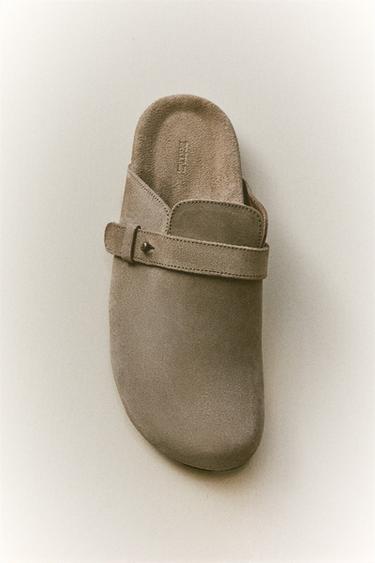 SABOT CUIR DÉTAIL DÉCORATIF - Gris taupe de Zara - Image 5
