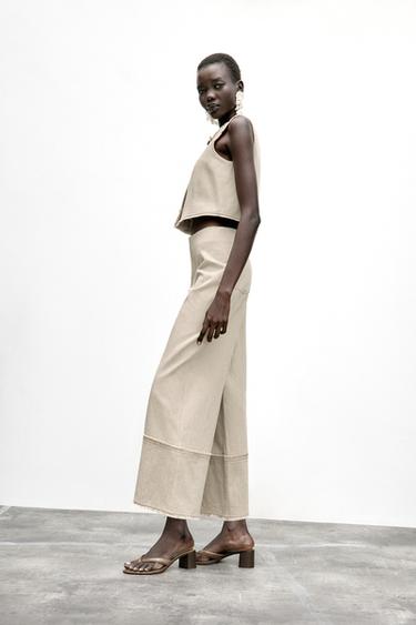 PANTALON RUSTIQUE EFFRANGÉ - Sable de Zara - Image 2