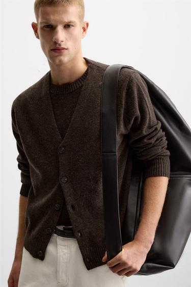 CARDIGAN EN LAINE - Marron de Zara - Image 4