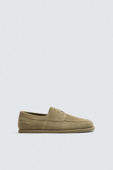 SAPATO NÁUTICO DE COURO CASUAL - Bege da Zara