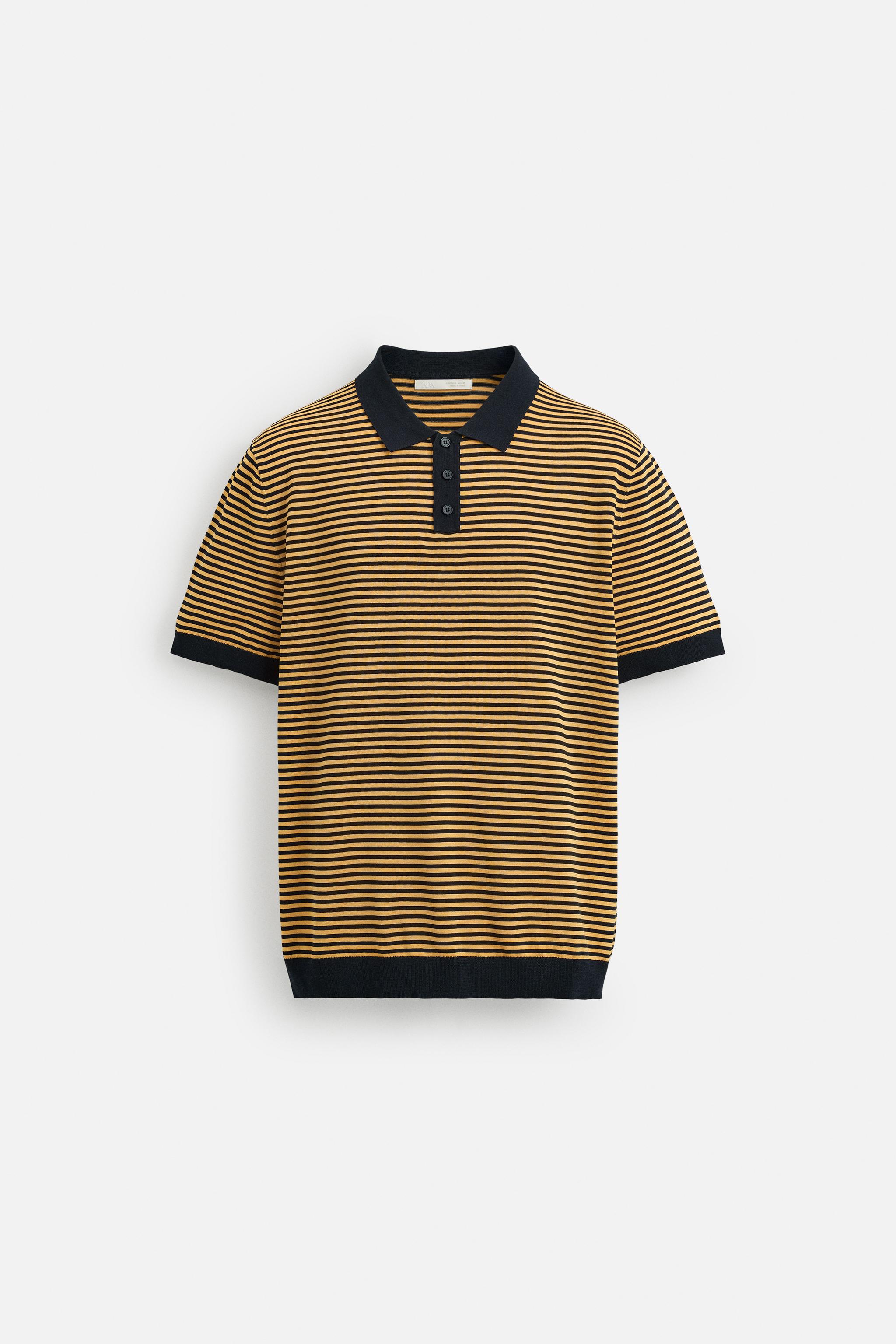STRIPED KNIT POLO SHIRT - Orange | ZARA United States
