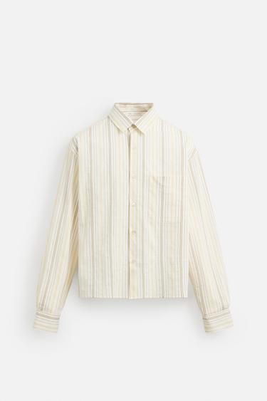 CHEMISE RAYURES CONTRASTÉES - Blanc cassé de Zara - Image 6