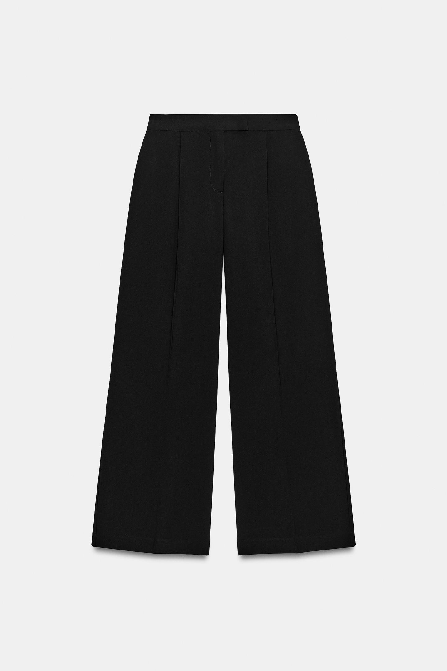 Женские брюки Zara Wide-Leg Darted, цвет: Чёрный — фото 4