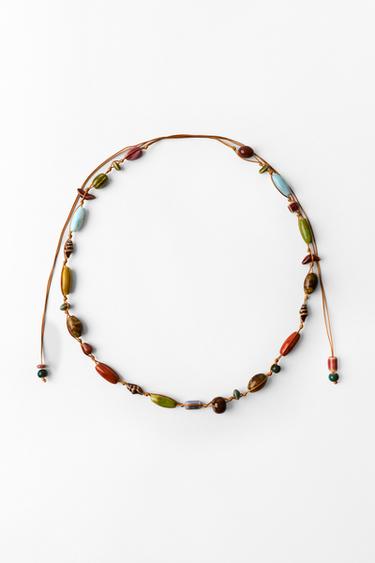 Zara CERAMIC PIECE CORD BELT - Orange