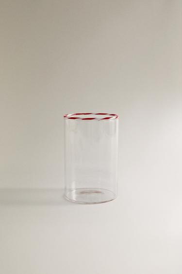 BOROSILICATE CHRISTMAS TUMBLER WITH CANDY CANE - أحمر الخاص بـ Zara
