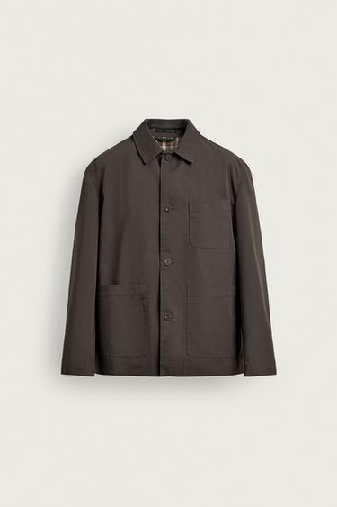 Zara CONTRAST LINING CANVAS OVERSHIRT - Mink