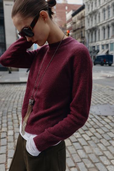 WOOL AND ALPACA JUMPER - Pink by Zara