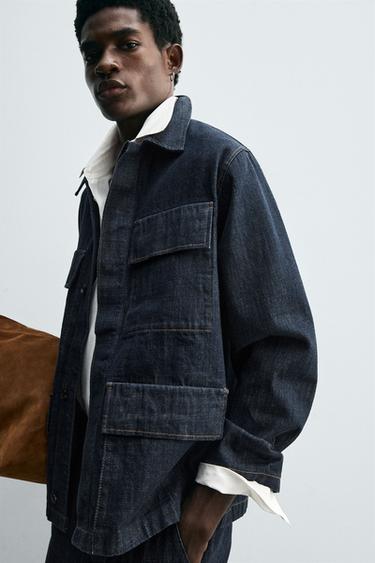 VESTE EN DENIM COUPE DÉCONTRACTÉE À POCHES - Indigo de Zara - Image 4
