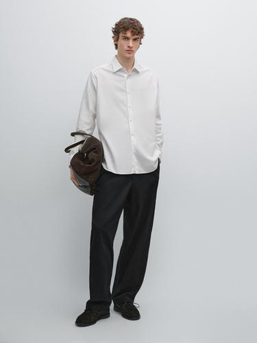 Zara Slim fit twill melange shirt - White - Image 0