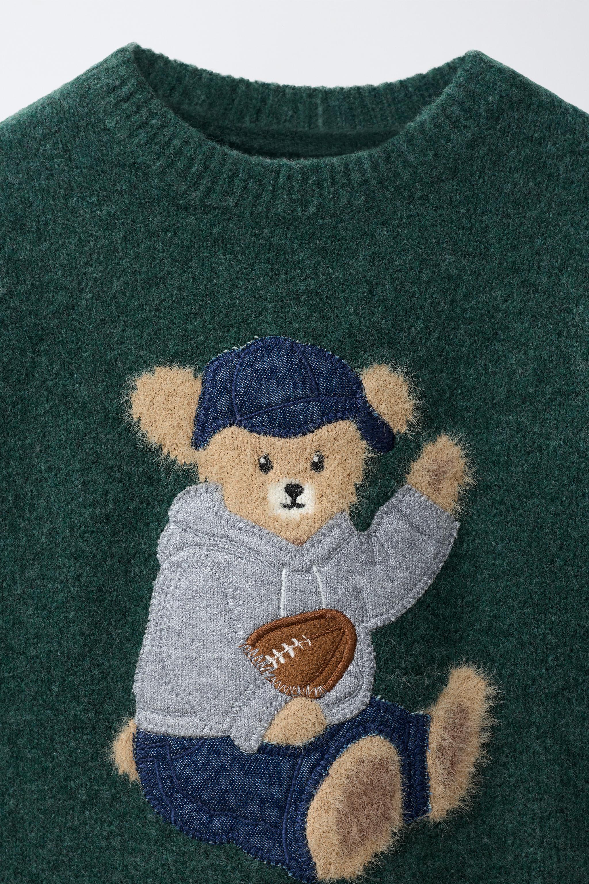 EMBROIDERED RUGBY BEAR KNIT JUMPER