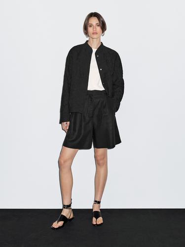 Zara 100% cotton oversize bomber jacket - Black - Image 0