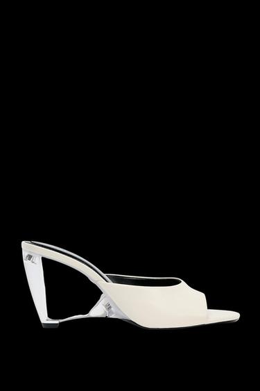 Zara TRANSPARENT WEDGE LEATHER MULES - Off White - Image 0