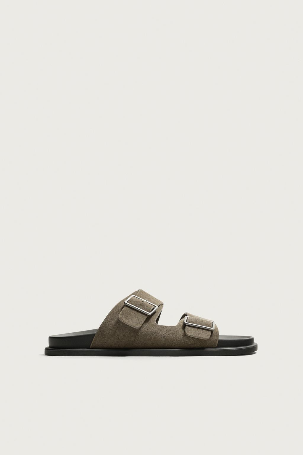 DOUBLE-STRAP LEATHER SANDALS