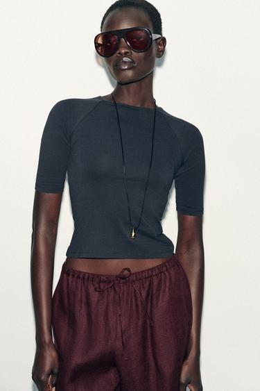 SOFT-TOUCH T-SHIRT - Charcoal grey de Zara - Image 1