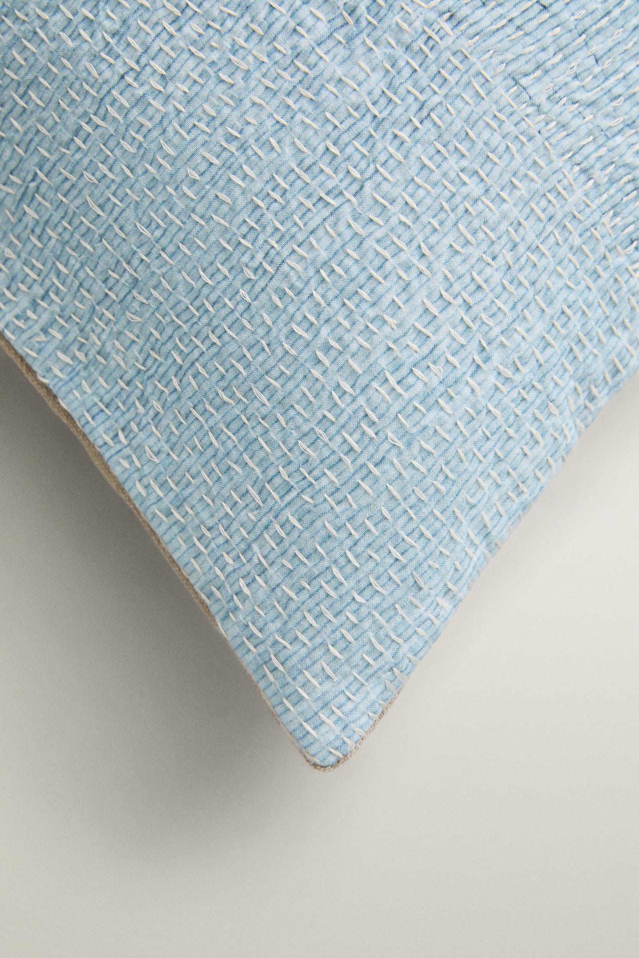 STRIPED CUSHION COVER — Sky blue