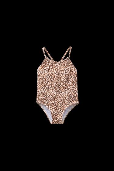 Zara 2-6 YEARS/ ANIMAL PRINT CUT-OUT SWIMSUIT - Light beige - Image 0