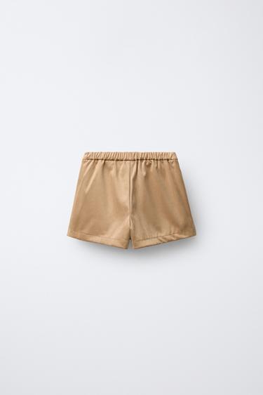 STUDDED FAUX SUEDE BERMUDA SKORT - Light camel by Zara