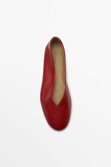 Zara Soft leather ballerinas - Red